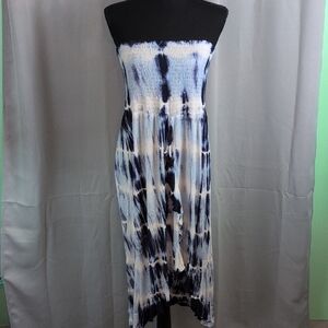 Raviya Blue and White Tie-Dye Swim Coverup